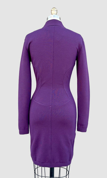 ALAIA Vintage 80s Purple Knit Dress • Medium