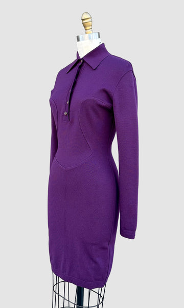 ALAIA Vintage 80s Purple Knit Dress • Medium