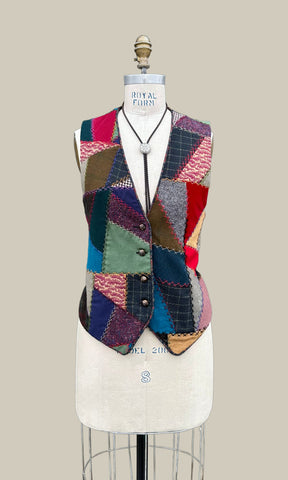 PATRICIA ANNE VINTAGE Patchwork 80S/90s Vest • Medium