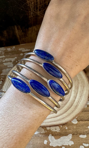 BLUE LAPIS LAZULI Sterling Silver Cuff 42g