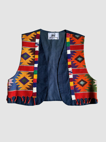 SACO BANANAS by Aria 90s Southwestern Weave Vest • Med/Lg