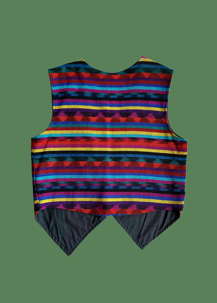 GUATEMALAN STRIPED RAINBOW 90s Blazer Vest • Medium