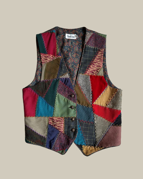 PATRICIA ANNE VINTAGE Patchwork 80S/90s Vest • Medium