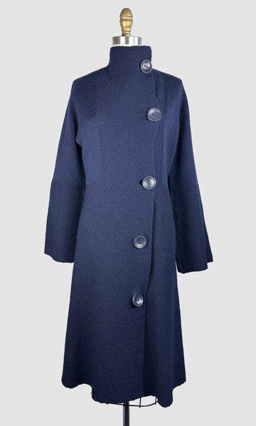 ART DECO ERA 30s Blue Knit Coat • Small