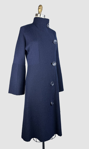 ART DECO ERA 30s Blue Knit Coat • Small