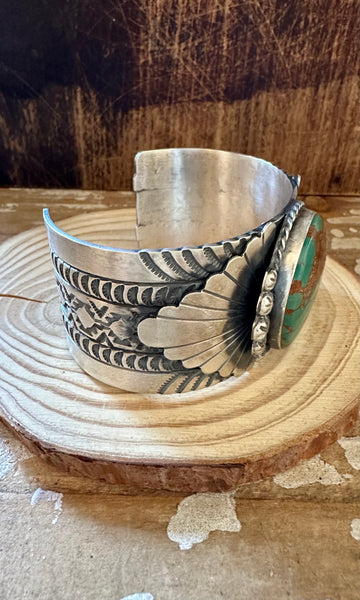 RICK ENRIQUEZ NAVAJO Royston Turquoise Sterling Silver Cuff 118g