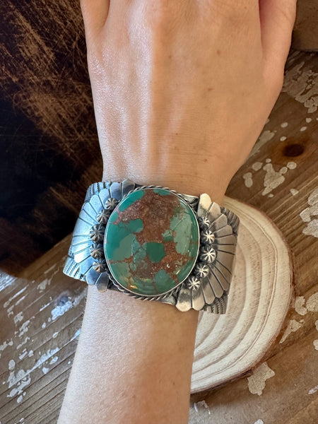 RICK ENRIQUEZ NAVAJO Royston Turquoise Sterling Silver Cuff 118g