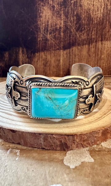 MARCELLA JAMES NAVAJO Turquoise Silver Cuff 70g