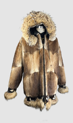 THE BIG CHILL  70s Arctic Fur Parka Jacket with Hoody • Mens Med Large