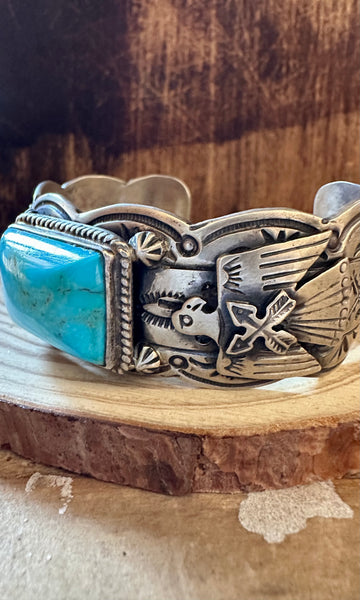 MARCELLA JAMES NAVAJO Turquoise Silver Cuff 70g