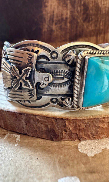 MARCELLA JAMES NAVAJO Turquoise Silver Cuff 70g