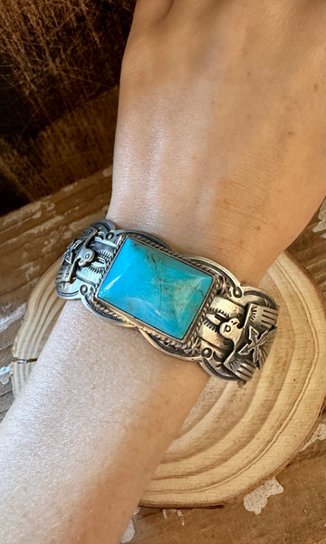 MARCELLA JAMES NAVAJO Turquoise Silver Cuff 70g