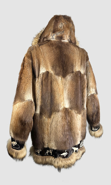 THE BIG CHILL  70s Arctic Fur Parka Jacket with Hoody • Mens Med Large