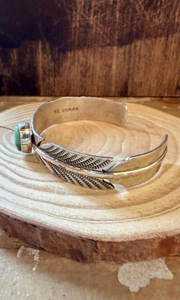 RICK ENRIQUEZ TURQUOISE Broken Arrow Feather Cuff 26g