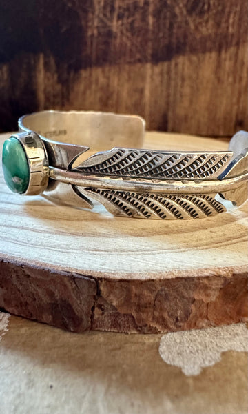 RICK ENRIQUEZ TURQUOISE Broken Arrow Feather Cuff 26g