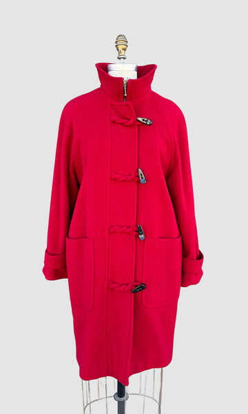 BURBERRY'S Vintage 80s Red Wool and Cashmere Parka • Medium