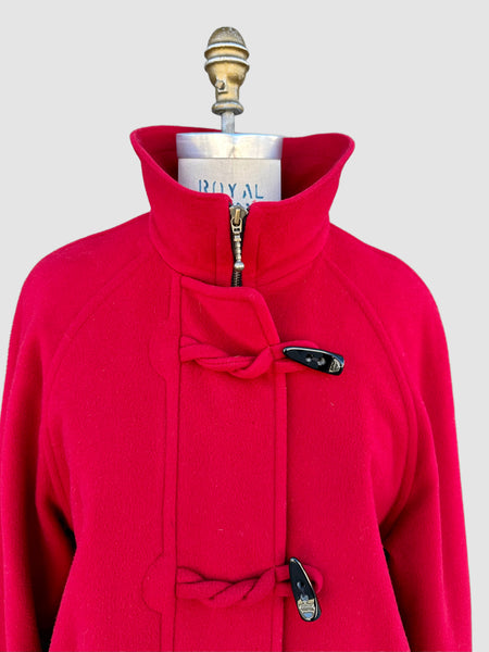 BURBERRY'S Vintage 80s Red Wool and Cashmere Parka • Medium