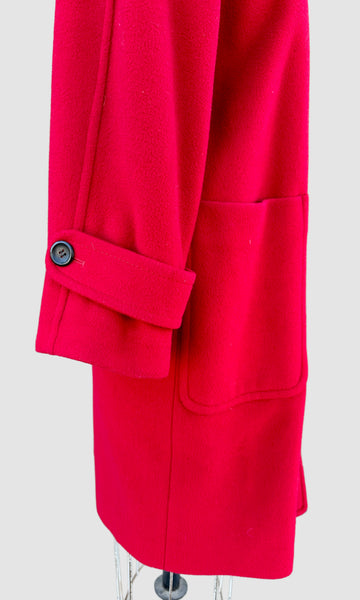 BURBERRY'S Vintage 80s Red Wool and Cashmere Parka • Medium
