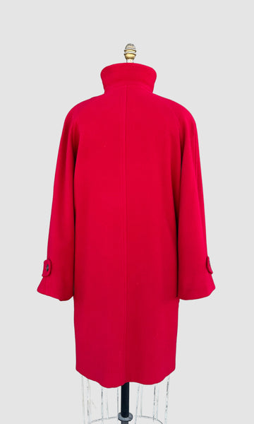 BURBERRY'S Vintage 80s Red Wool and Cashmere Parka • Medium