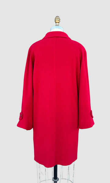BURBERRY'S Vintage 80s Red Wool and Cashmere Parka • Medium