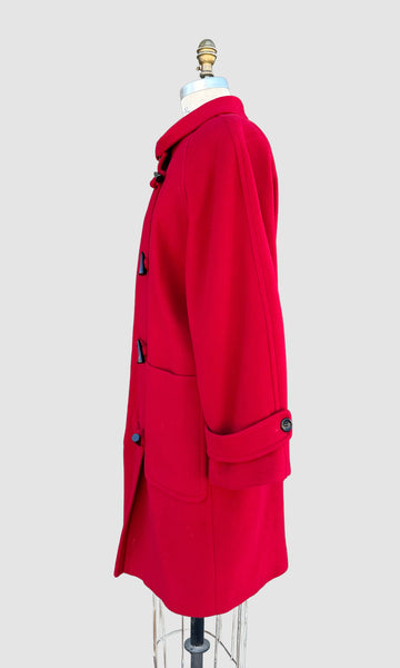 BURBERRY'S Vintage 80s Red Wool and Cashmere Parka • Medium