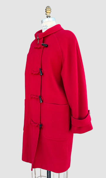 BURBERRY'S Vintage 80s Red Wool and Cashmere Parka • Medium