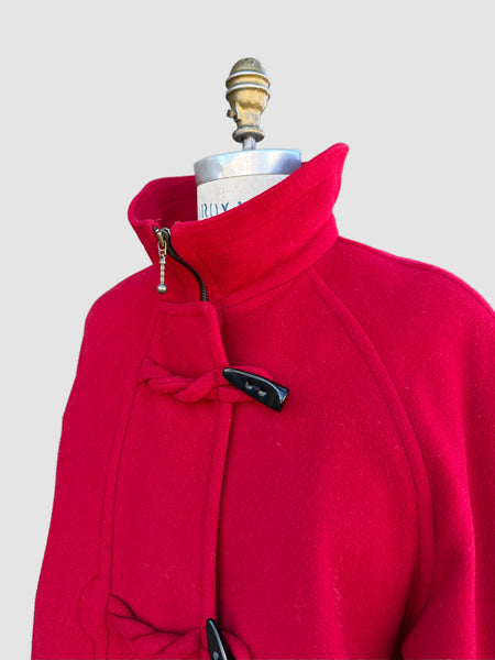 BURBERRY'S Vintage 80s Red Wool and Cashmere Parka • Medium