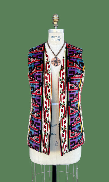 NEIMAN MARCUS 1960s Vintage Tapestry Vest • Small/Med