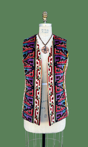 NEIMAN MARCUS 1960s Vintage Tapestry Vest • Small/Med