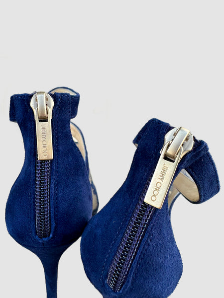 JIMMY CHOO London Navy Suede Heels • 6.5