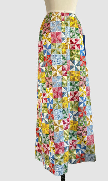 PATCH IT UP  70s Patchwork Print Maxi Skirt  • Small