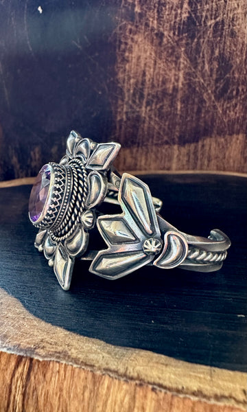 AMETHYST EMERSON DELGARITO Silver & Gemstone Cuff • 54g