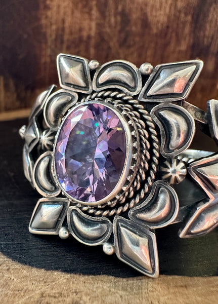 AMETHYST EMERSON DELGARITO Silver & Gemstone Cuff • 54g