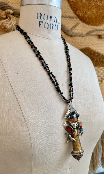 CORN MAIDEN KACHINA Hopi Doll Beaded Necklace • 66g