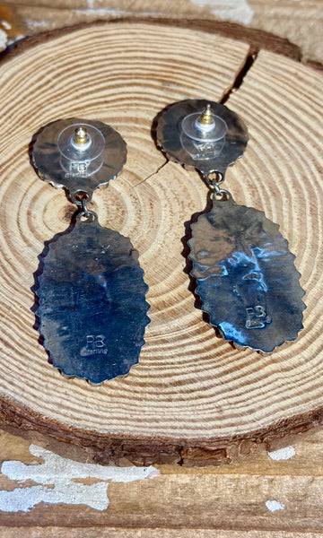 NAVAJO CORAL Needlepoint Silver Earrings