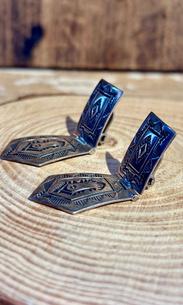 NAVAJO VINTAGE Clip On Sterling Silver Earrings