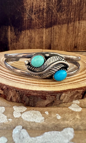 MEXICAN DOUBLE TURQUOISE Feather Cuff 24g