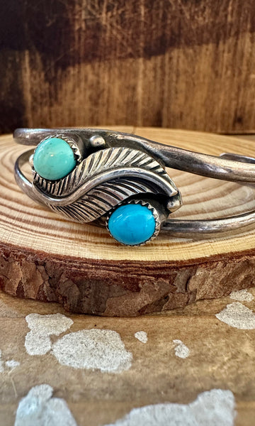 MEXICAN DOUBLE TURQUOISE Feather Cuff 24g