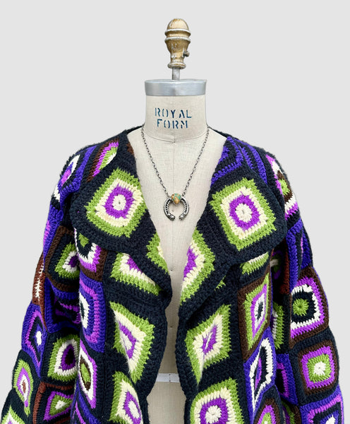 MADE WITH LOVE by Mother Vintage 70s Crochet Knit Sweater • Small