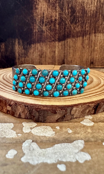 ELIZABETH ETSITTY Vintage Turquoise and  Silver Cuff