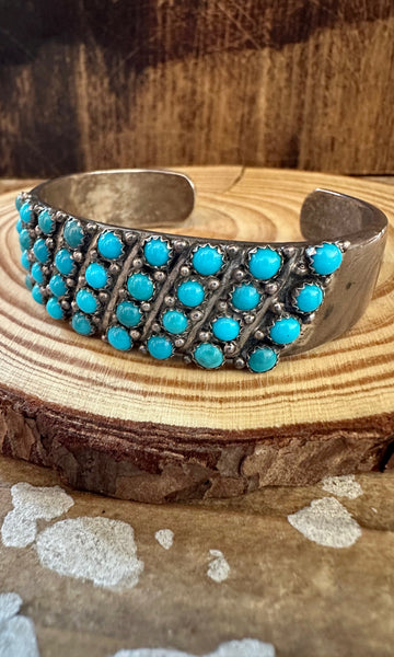 ELIZABETH ETSITTY Vintage Turquoise and  Silver Cuff