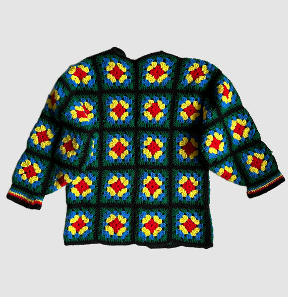 GRANNY SQUARE Vintage 70s Crochet Knit Sweater • Med. to Lg.