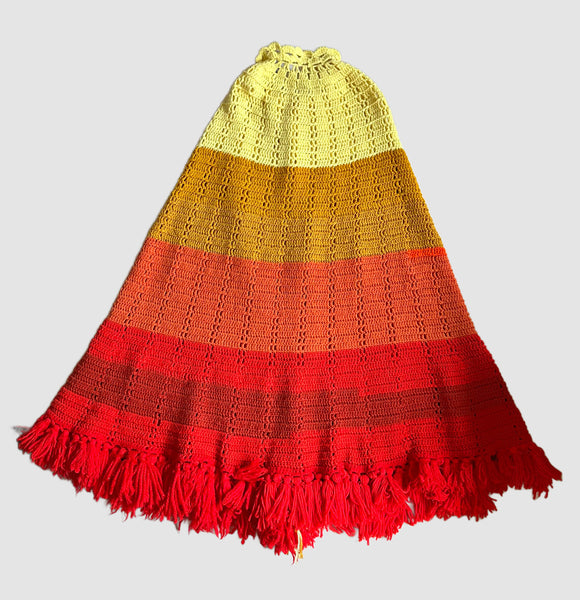 SUNBURST KNIT PONCHO Vintage 70s Crochet • Open Sizing