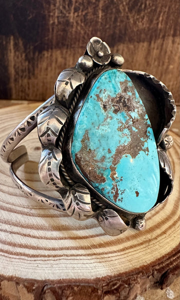 VINTAGE FINE FEATHERS 70s Silver Turquoise Cuff 48g