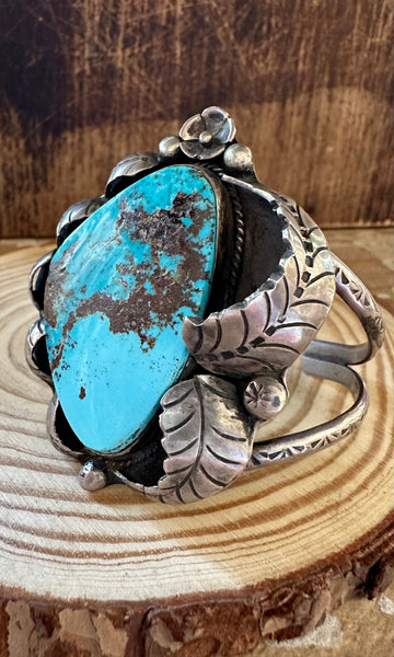 VINTAGE FINE FEATHERS 70s Silver Turquoise Cuff 48g