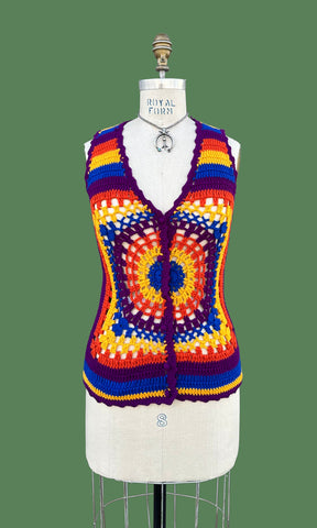ZADO CROCHET Vintage 70s Knit Tank Top • Small