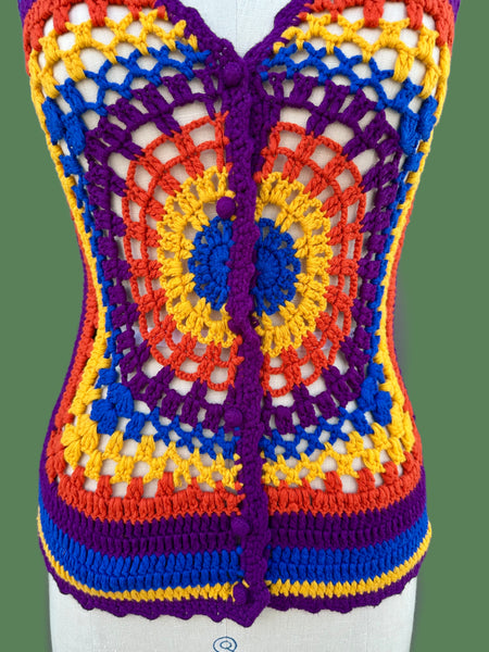 ZADO CROCHET Vintage 70s Knit Tank Top • Small