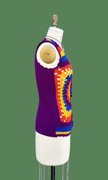ZADO CROCHET Vintage 70s Knit Tank Top • Small