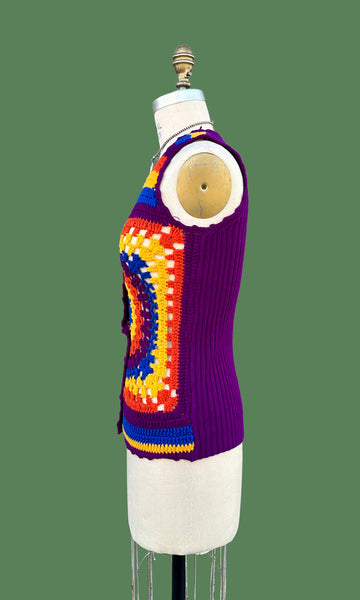 ZADO CROCHET Vintage 70s Knit Tank Top • Small