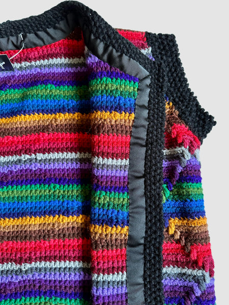VINTAGE CROCHET Chunky Knit 70s Sweater Vest • Lg. to XL
